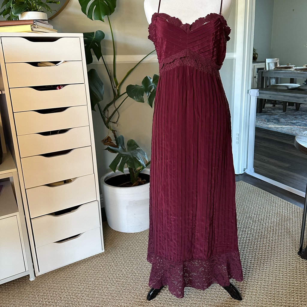Farm Rio Red Pleated Maxi Dress For Wedding Guest